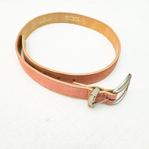 Talbots Rose Pink Tan Leather Belt Silver Buckle Size Medium - Picture 4 of 5